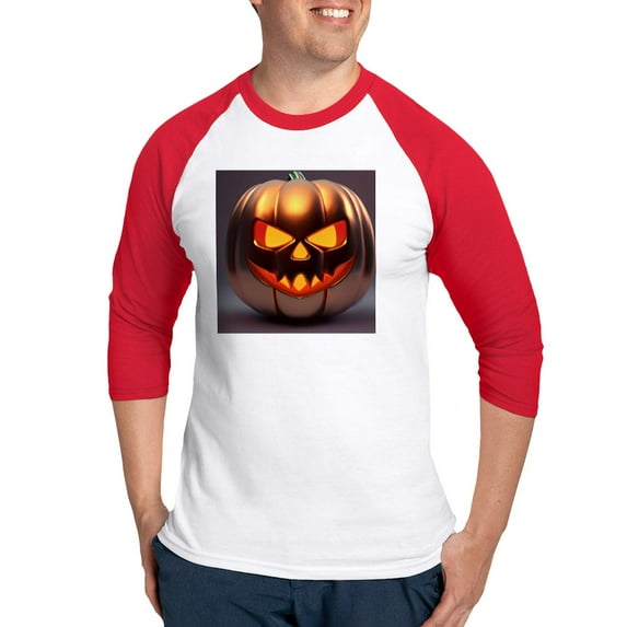 CafePress - Shiny Jack O' Lantern - Cotton Baseball Jersey, 3/4 Raglan Sleeve Shirt