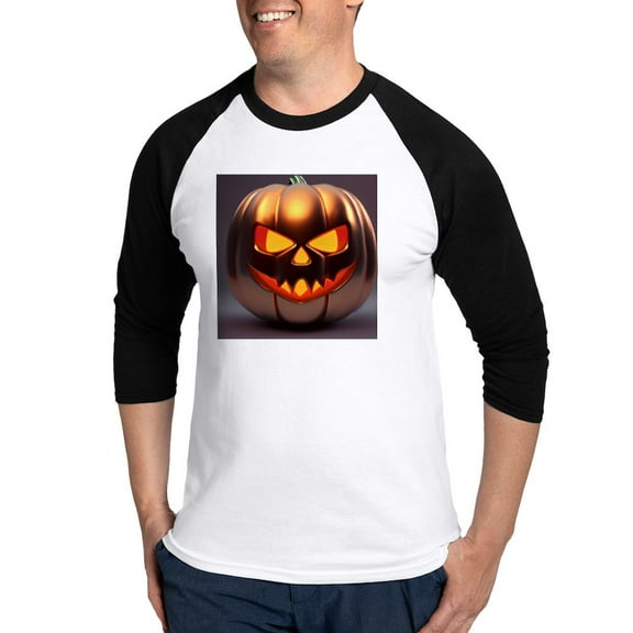 CafePress - Shiny Jack O' Lantern - Cotton Baseball Jersey, 3/4 Raglan Sleeve Shirt