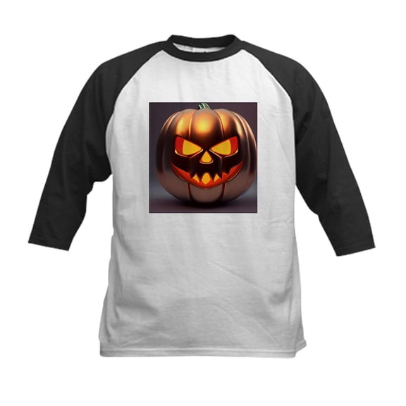 CafePress - Shiny Jack O' Lantern Kids Baseball T Shirt - Kids Cotton Baseball Jersey, 3/4 Sleeve Shirt