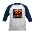 thumbnail image 1 of CafePress - Shiny Jack O' Lantern Kids Baseball T Shirt - Kids Cotton Baseball Jersey, 3/4 Sleeve Shirt, 1 of 4
