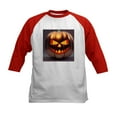 thumbnail image 1 of CafePress - Shiny Jack O' Lantern Kids Baseball T Shirt - Kids Cotton Baseball Jersey, 3/4 Sleeve Shirt, 1 of 4