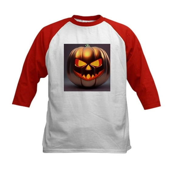 CafePress - Shiny Jack O' Lantern Kids Baseball T Shirt - Kids Cotton Baseball Jersey, 3/4 Sleeve Shirt