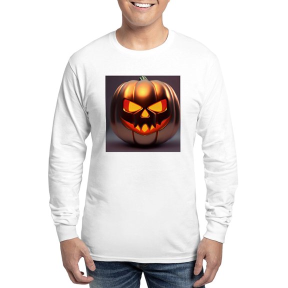 CafePress - Shiny Jack O' Lantern Men's Long Sleeve T Shirt - Unisex Cotton Long Sleeve T-Shirt