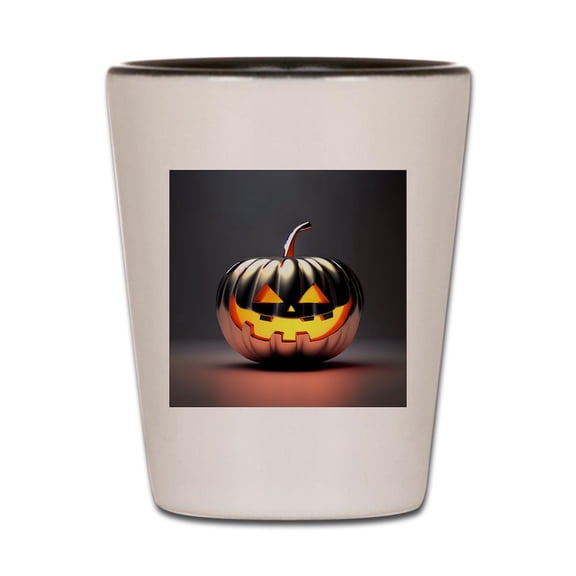 CafePress - Shiny Jack O' Lantern - White/Black Shot Glass, Unique and Funny Shot Glass