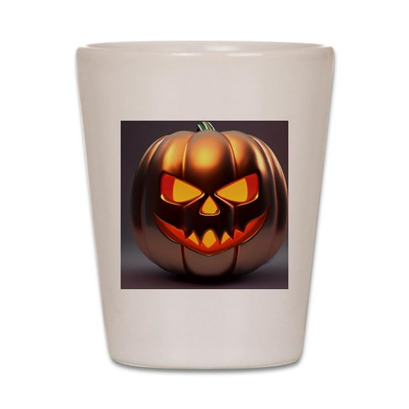 CafePress - Shiny Jack O' Lantern - White Shot Glass, Unique and Funny Shot Glass