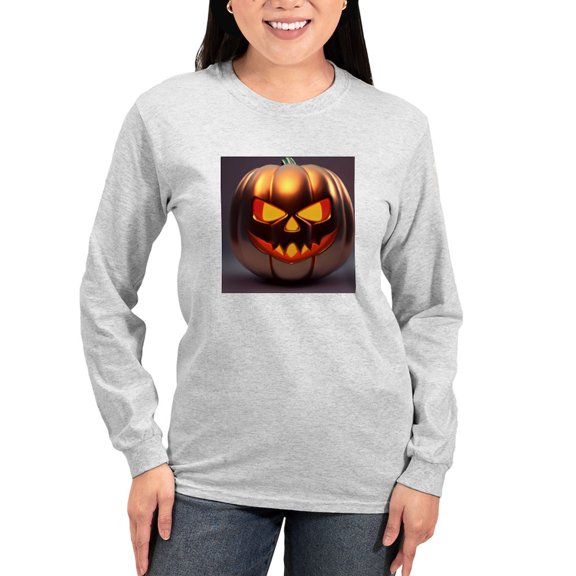 CafePress - Shiny Jack O' Lantern Women's Long Sleeve T Shirt - Women's Long Sleeve Graphic Casual T-Shirt