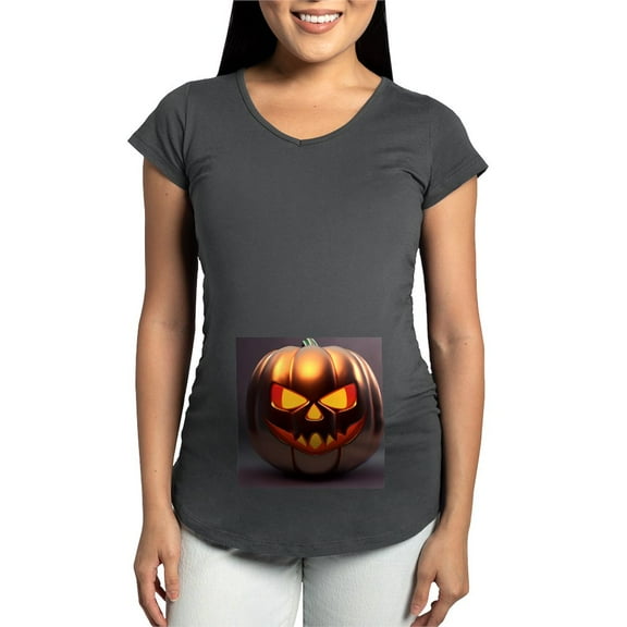 CafePress - Shiny Jack O' Lantern Women's Maternity T Shirt - Maternity Dark T-Shirt