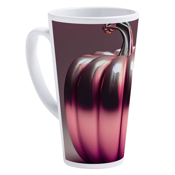 CafePress - Shiny Pink Pumpkin - 17 Oz White Ceramic Latte Mug