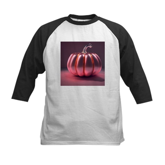 CafePress - Shiny Pink Pumpkin Kids Baseball T Shirt - Kids Cotton Baseball Jersey, 3/4 Sleeve Shirt