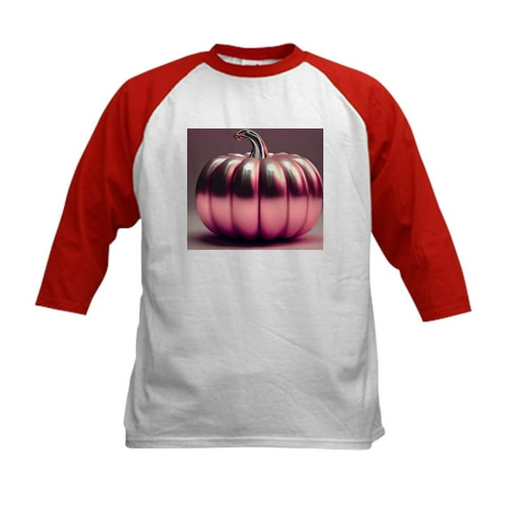 CafePress - Shiny Pink Pumpkin Kids Baseball T Shirt - Kids Cotton Baseball Jersey, 3/4 Sleeve Shirt