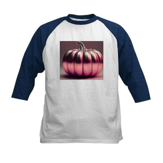 CafePress - Shiny Pink Pumpkin Kids Baseball T Shirt - Kids Cotton Baseball Jersey, 3/4 Sleeve Shirt