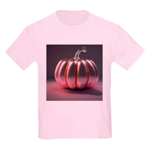 CafePress - Shiny Pink Pumpkin Kids T Shirt - Light Classic Kids Graphic, Short Sleeve T-Shirt, Sizes XS-XL