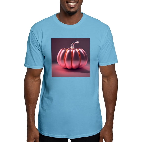 CafePress - Shiny Pink Pumpkin Men's Classic T Shirt - Fitted T-Shirt, Vintage Fit Soft Cotton Tee