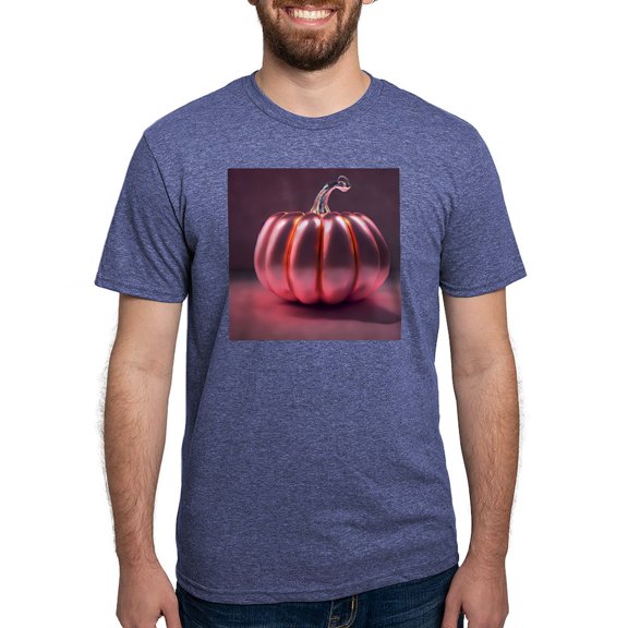 CafePress - Shiny Pink Pumpkin Men's Deluxe T Shirt - Mens Tri-blend T-Shirt
