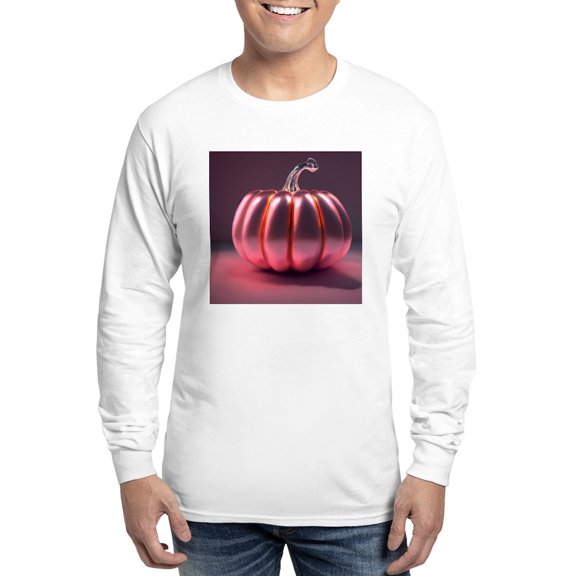 CafePress - Shiny Pink Pumpkin Men's Long Sleeve T Shirt - Unisex Cotton Long Sleeve T-Shirt