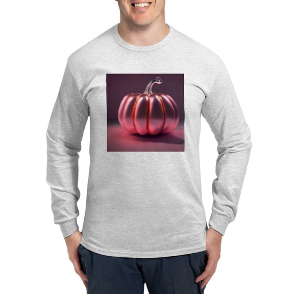 CafePress - Shiny Pink Pumpkin Men's Long Sleeve T Shirt - Unisex Cotton Long Sleeve T-Shirt