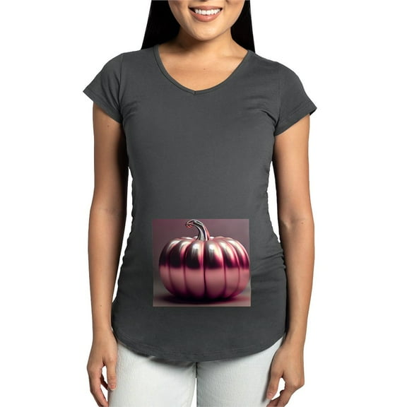 CafePress - Shiny Pink Pumpkin Women's Maternity T Shirt - Maternity Dark T-Shirt