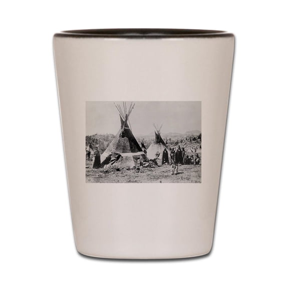 CafePress - Shoshone Village - White/Black Shot Glass, Unique and Funny Shot Glass
