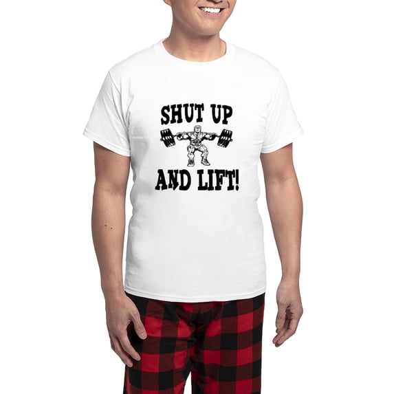 CafePress - Shut Up And Lift Weightlifting Men's Light Pajamas - Men's Light Loose Fit Cotton Pajama Set