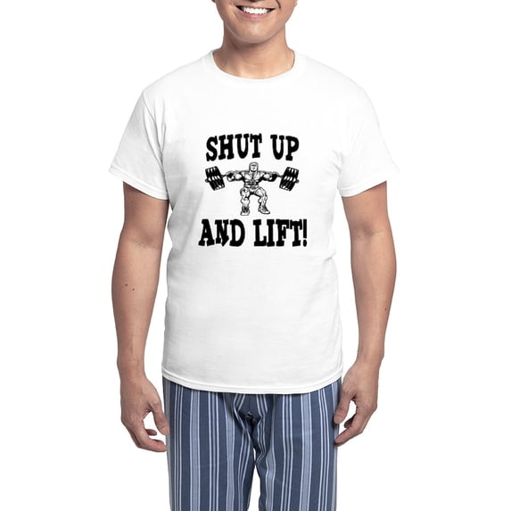 CafePress - Shut Up And Lift Weightlifting Men's Light Pajamas - Men's Light Loose Fit Cotton Pajama Set