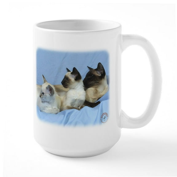 CafePress - Siamese Cat 9W055D 074 Ceramic Mug - 15 oz Ceramic Large White Novelty Mug