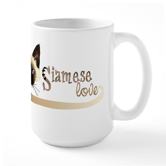 CafePress - Siamese LOVE Ceramic Mug - 15 oz Ceramic Large White Novelty Mug
