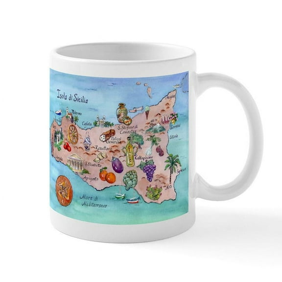 CafePress - Sicilian Map Mug - 11 oz Ceramic Mug - Novelty Coffee Tea Cup