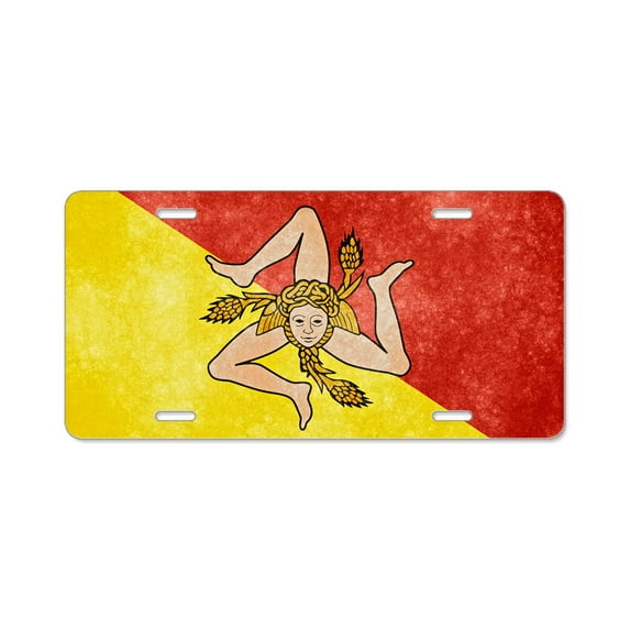 CafePress - Sicily Flag - Aluminum License Plate, Front License Plate, Vanity Tag