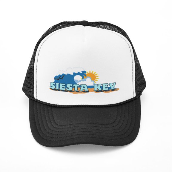 CafePress - Siesta Key FL Waves Design - Adjustable Unisex Printed Trucker Hat with Mesh Back