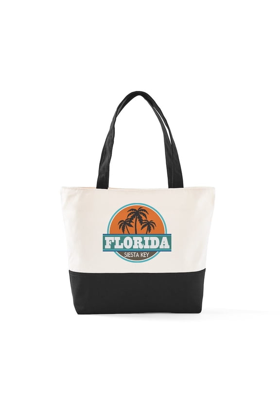 - Siesta Key Florida Sunset - Two Tone, 100% Cotton, Zipper Tote Bag