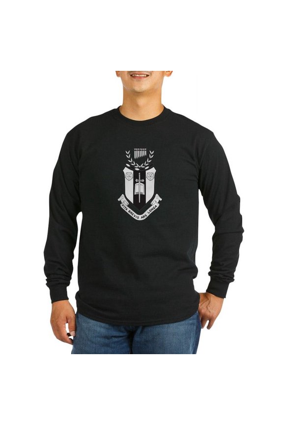 - Sigma Alpha Iota Black And White Crest Long Sleeve T Shirt - Long Sleeve Dark T-Shirt