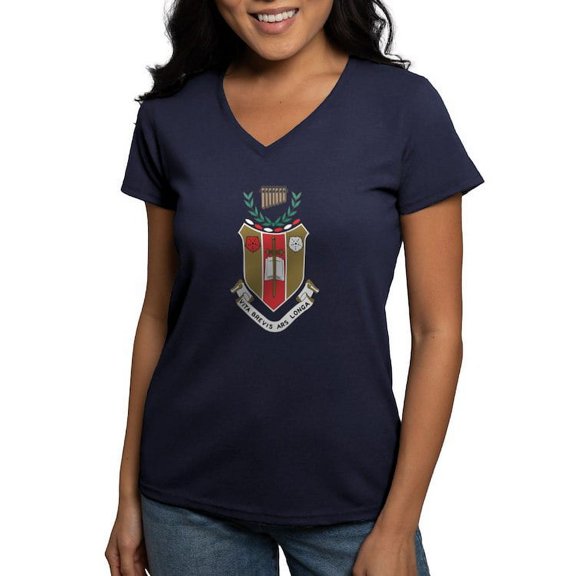 CafePress - Sigma Alpha Iota Colored Crest T Shirt - Women's V-Neck Dark T-Shirt