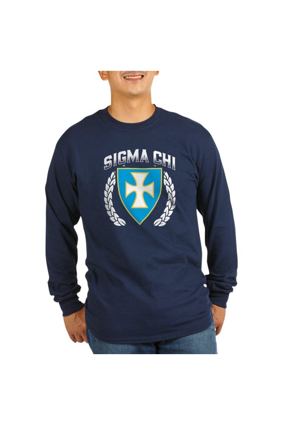 - Sigma Chi Flag Colored Long Sleeve T Shirt - Long Sleeve Dark T-Shirt