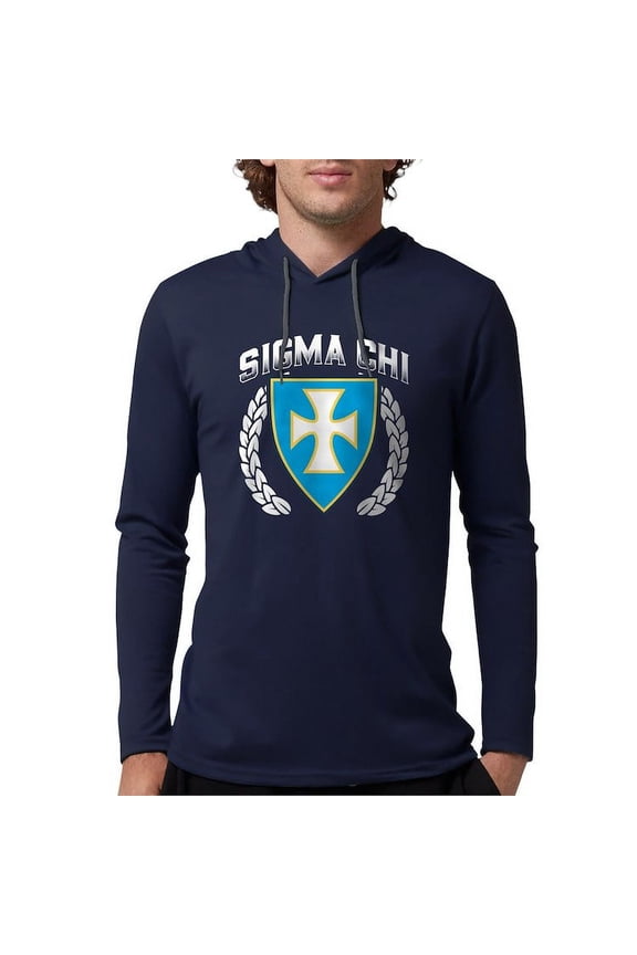 - Sigma Chi Flag Colored Long Sleeve T Shirt - Mens Hooded Shirt