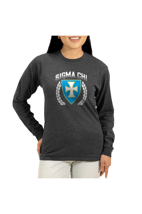 - Sigma Chi Flag Colored Long Sleeve T Shirt - Women's Long Sleeve Graphic Tee Casual Fit