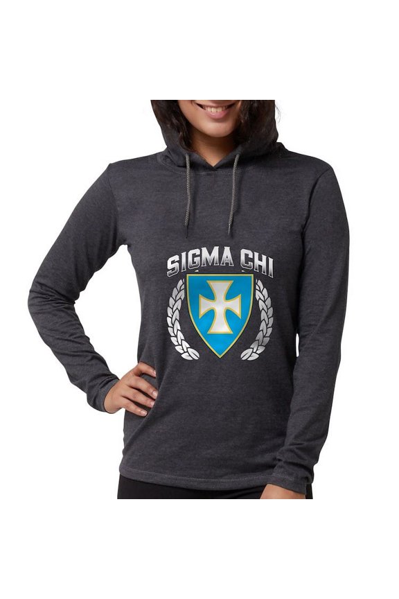 - Sigma Chi Flag Colored Long Sleeve T Shirt - Womens Hooded Shirt