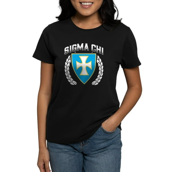 CafePress - Sigma Chi Flag Colored T Shirt - Women's Traditional Fit Dark T-Shirt