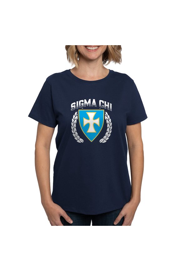 - Sigma Chi Flag Colored T Shirt - Women's Traditional Fit Dark T-Shirt