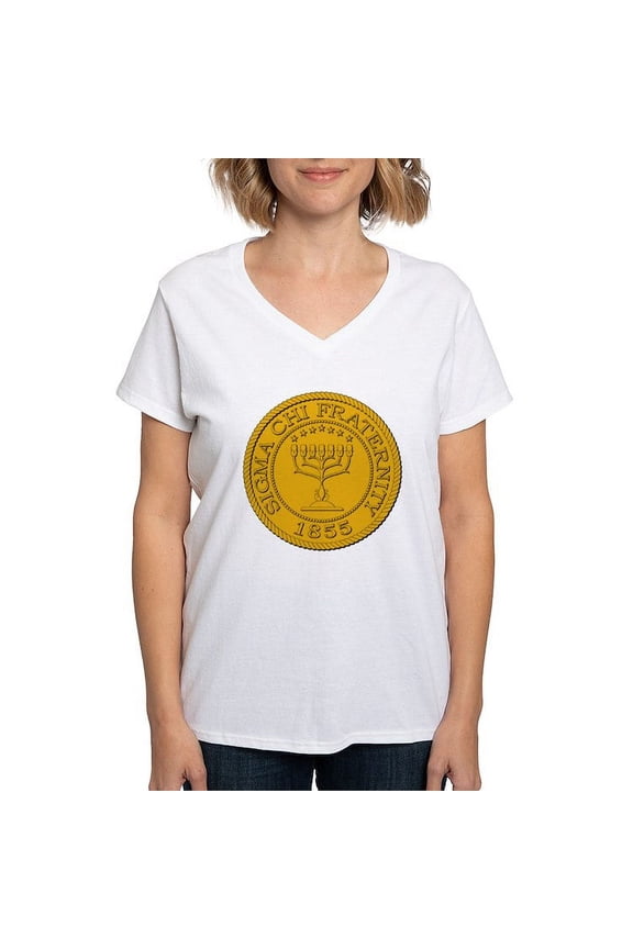 - Sigma Chi Grand Seal Color T Shirt - Womens Cotton V-Neck T-shirt