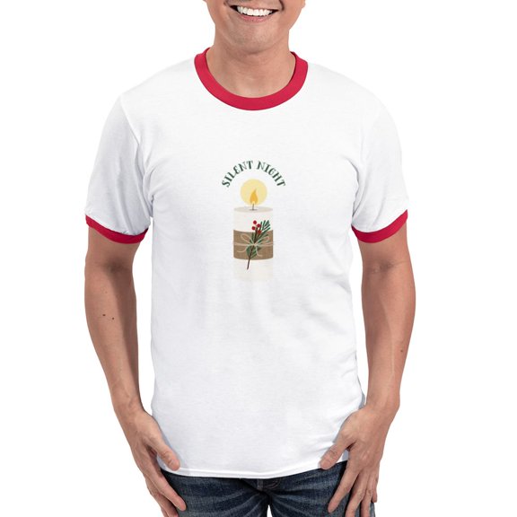 CafePress - Silent Night T Shirt - 100% Cotton Ringed T-Shirt