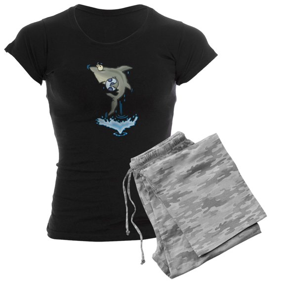 CafePress - Silly Soccer Shark Women's Dark Pajamas - Women's Short Sleeve Print T-Shirt and Pants Dark Cotton Pajama Set