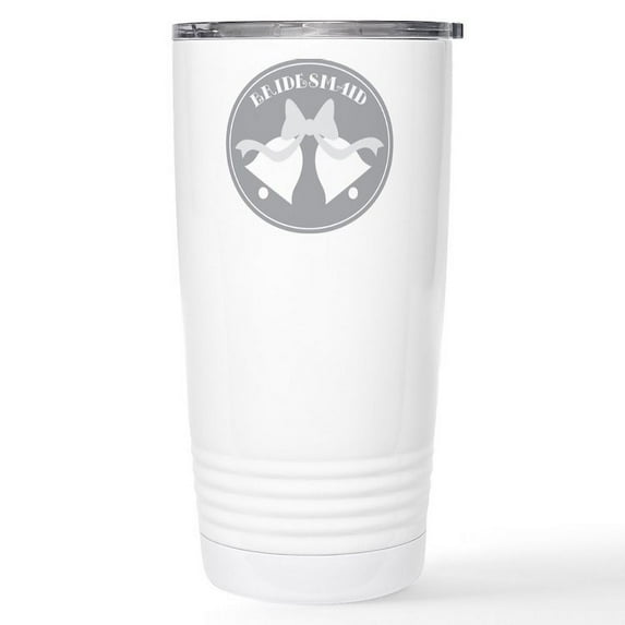 CafePress - Silver Bridesmaid Wedding Bells Mugs - Insulated Stainless Steel Travel Tumbler 20 oz.