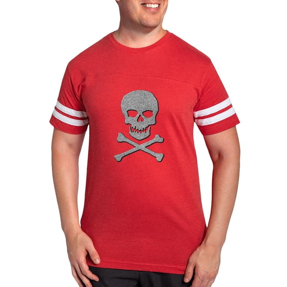 CafePress - Silver Glitter Skull & Crossbones Men's Football T Shirt - Mens Football Shirt