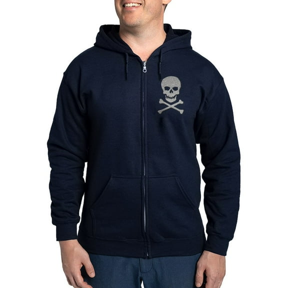 CafePress - Silver Glitter Skull & Crossbones Men's Zip Up Hoodie - Zip Hoodie, Classic Hooded Sweatshirt with Metal Zipper