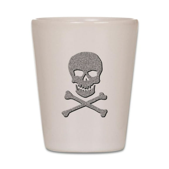 CafePress - Silver Glitter Skull & Crossbones - White Shot Glass, Unique and Funny Shot Glass