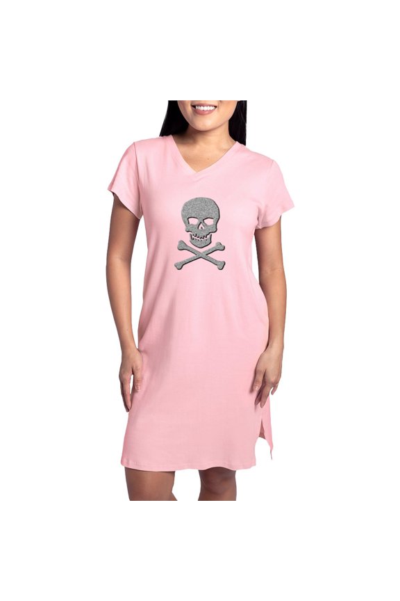 - Silver Glitter Skull & Crossbones - Women's Nightshirt