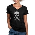 thumbnail image 1 of CafePress - Silver Glitter Skull & Crossbones Women's V Neck T Shirt - Women's V-Neck Dark T-Shirt, 1 of 4