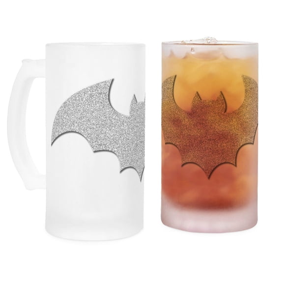 CafePress - Silver Glittery Bat - 16 oz Frosted Glass Beer Mug