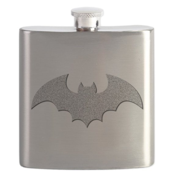 CafePress - Silver Glittery Bat - Stainless Steel Flask, 6oz Drinking Flask