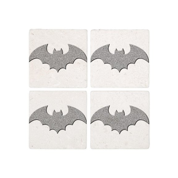 CafePress - Silver Glittery Bat - Tile Coaster, Drink Coaster Set of 4